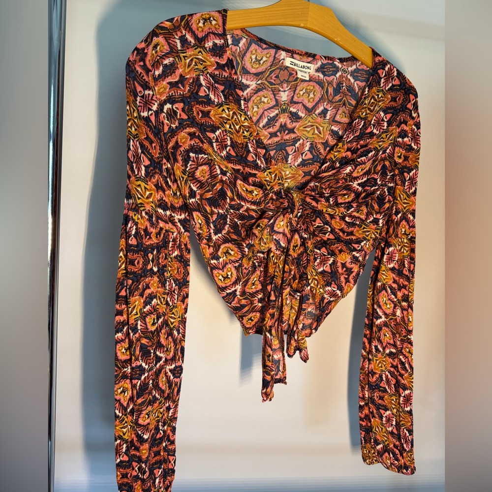 Billabong Women's Multicolor Tie-Front Blouse